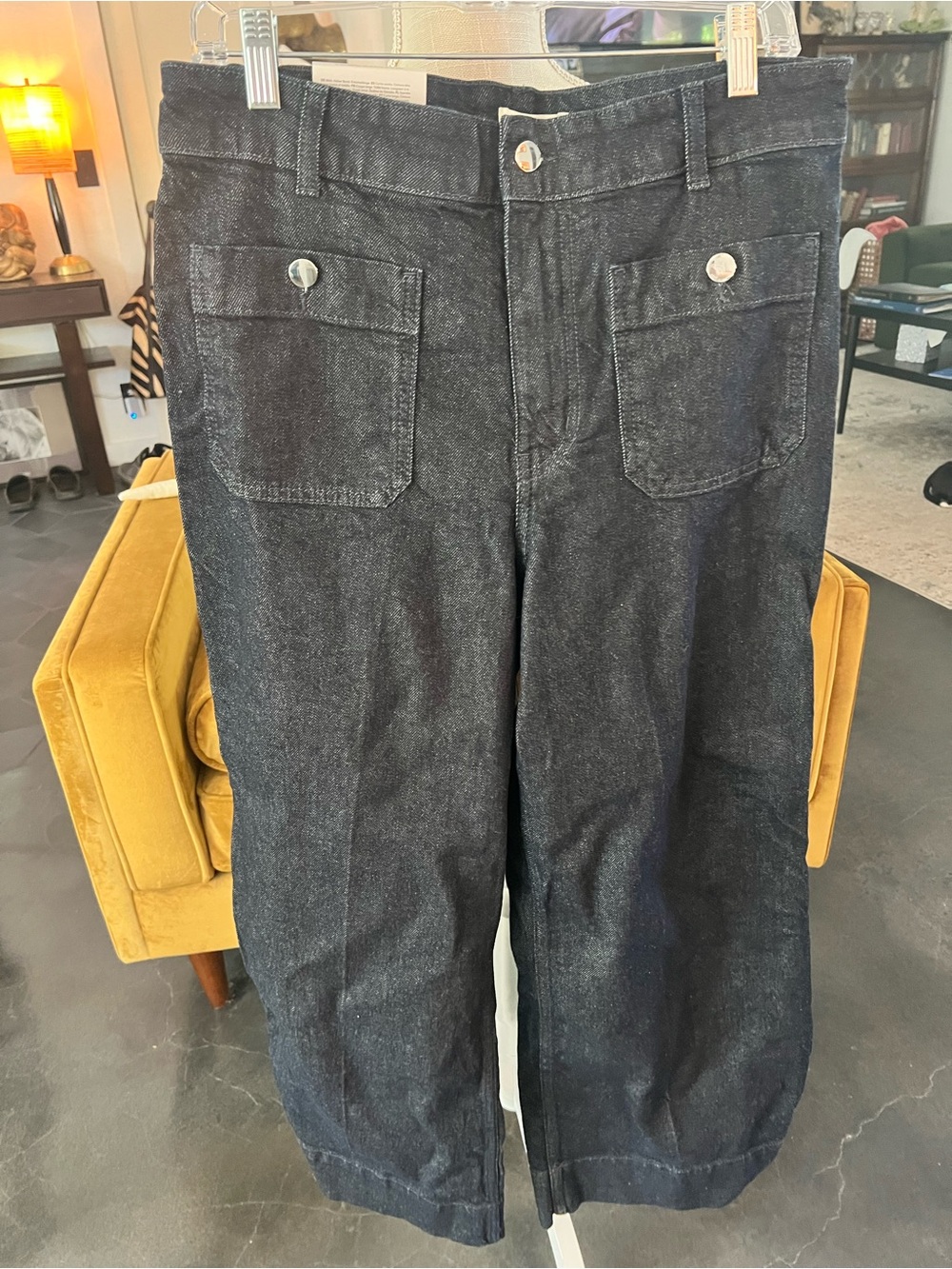 H&M Black Cargo-Style Wide-Leg Pants